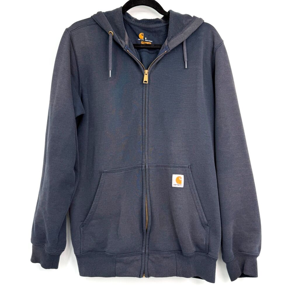 Carhartt Men's S Navy Blue Full Zip Hoodie Original Fading Distressed‎ Hipster